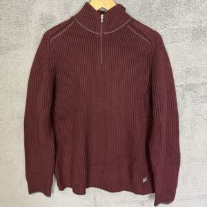 REI Sweater Mens L Maroon 1/4 Zip Knit Stretch Merino Wool‎ Casual Pullover